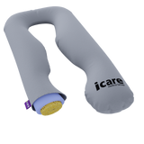 Gray U-shaped icare Supporta Body Pillow on a white background