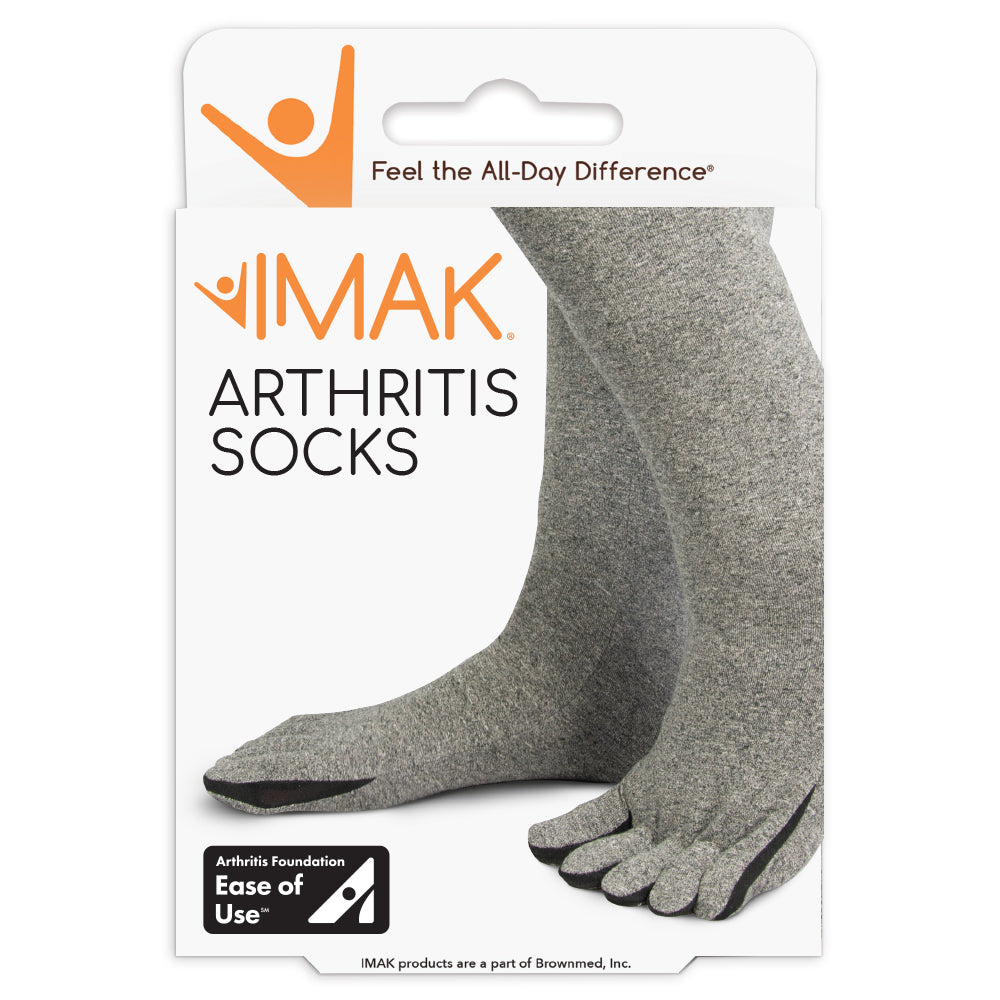 Packaging of IMAK Compression Arthritis Socks with a foot illustration on a white background