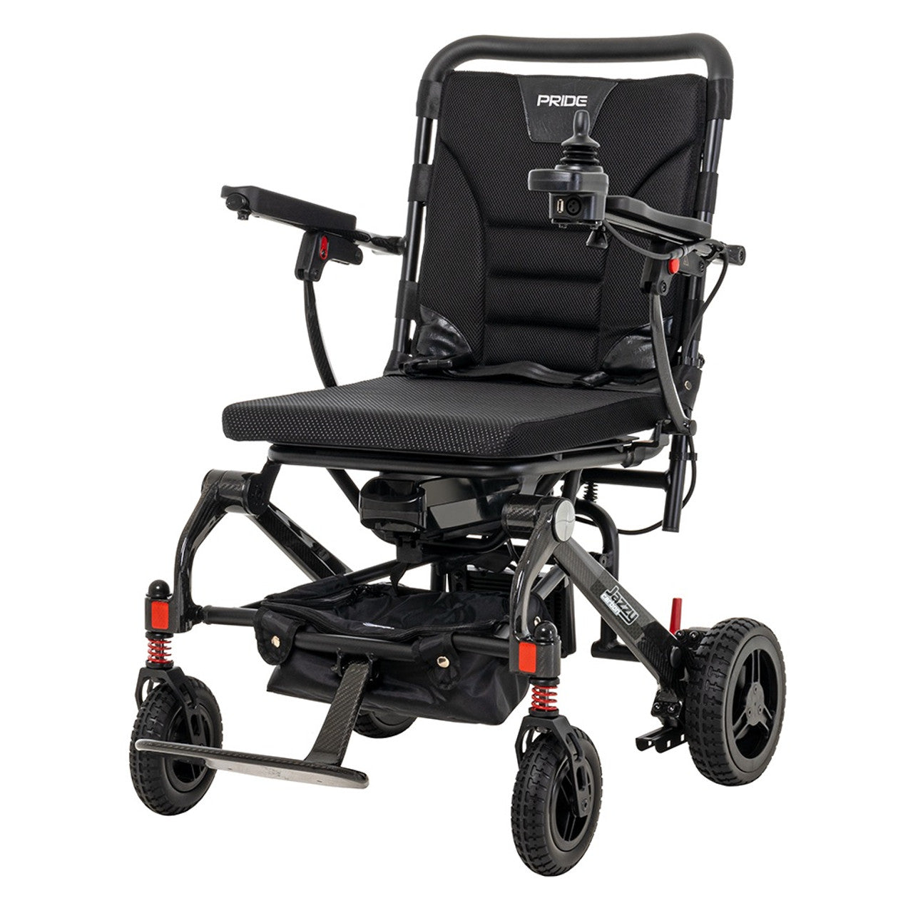 Pride Mobility Jazzy Carbon Ultralite Powered Wheelchair Quarter View Front