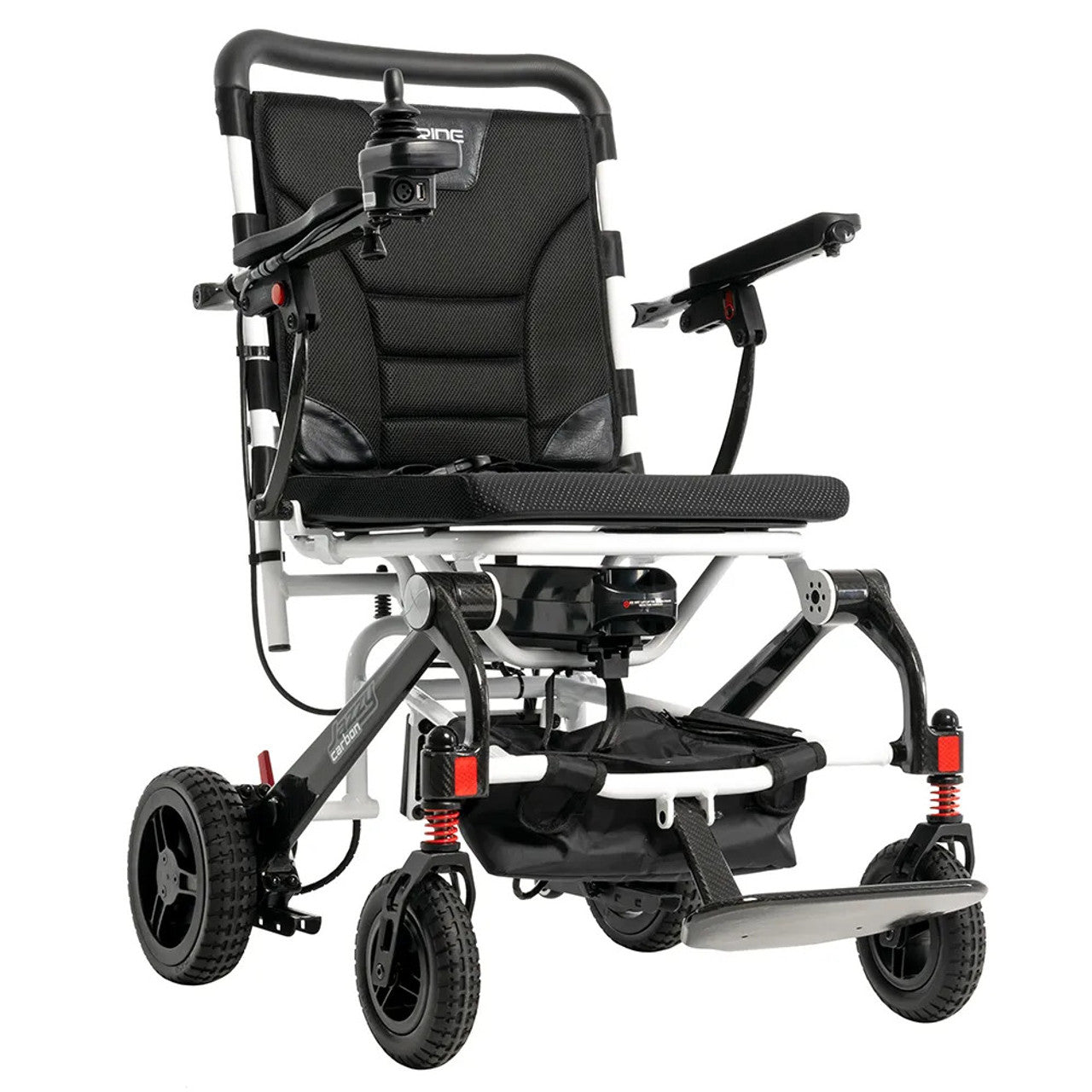 Pride Mobility Jazzy Carbon Ultralite Powered Wheelchair Front Quarter View