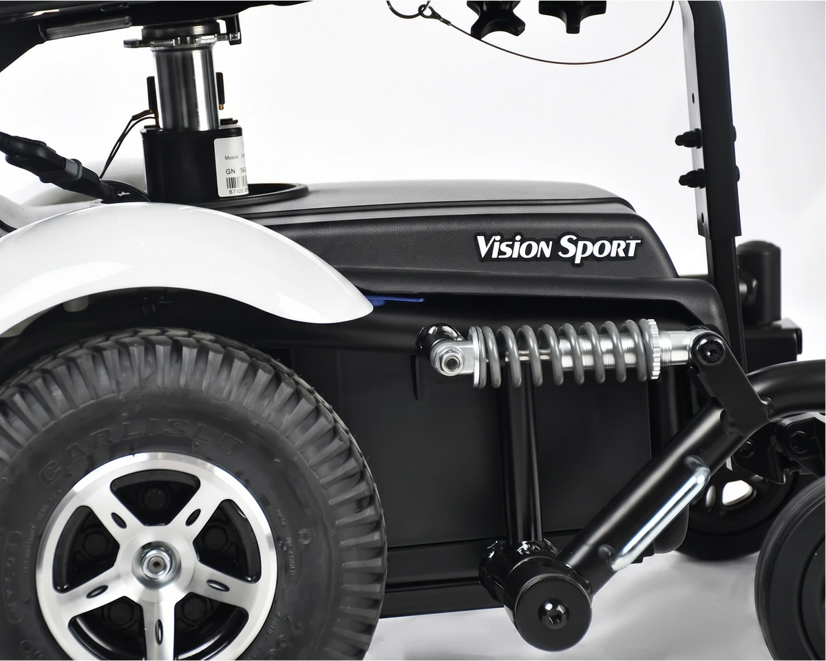 Merits Vision Sports Lift Powerchair P326D Front Suspension Close up