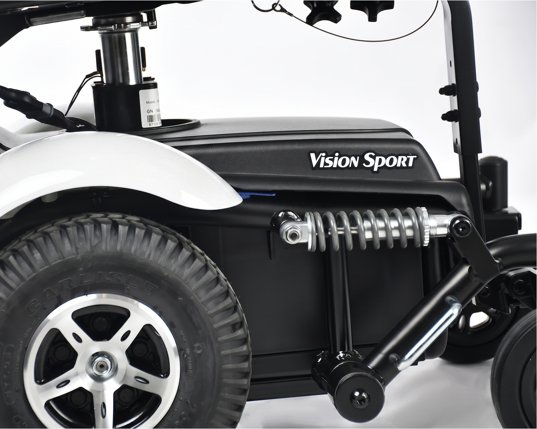 Merits Vision Sports Lift Powerchair P326D Front Suspension Close up