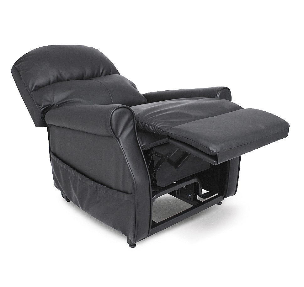 Black PU recliner lift chair on a white background