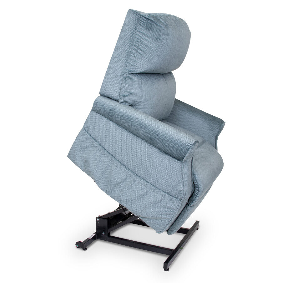 Blue recliner chair on a white background