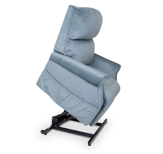 Blue recliner chair on a white background