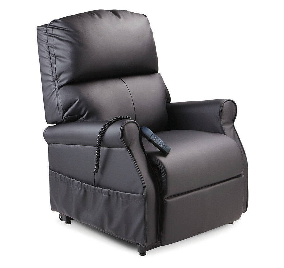 Black PU recliner lift chair on a white background