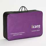 Purple carrying case for iCare Conform Pillow on a white background