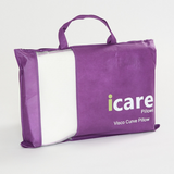 Purple icare Curve Pillow packaging with 'icare' branding on a white background