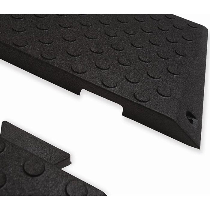 Black Pride Mobility Rubber Threshold Ramp with textured surface on a white background