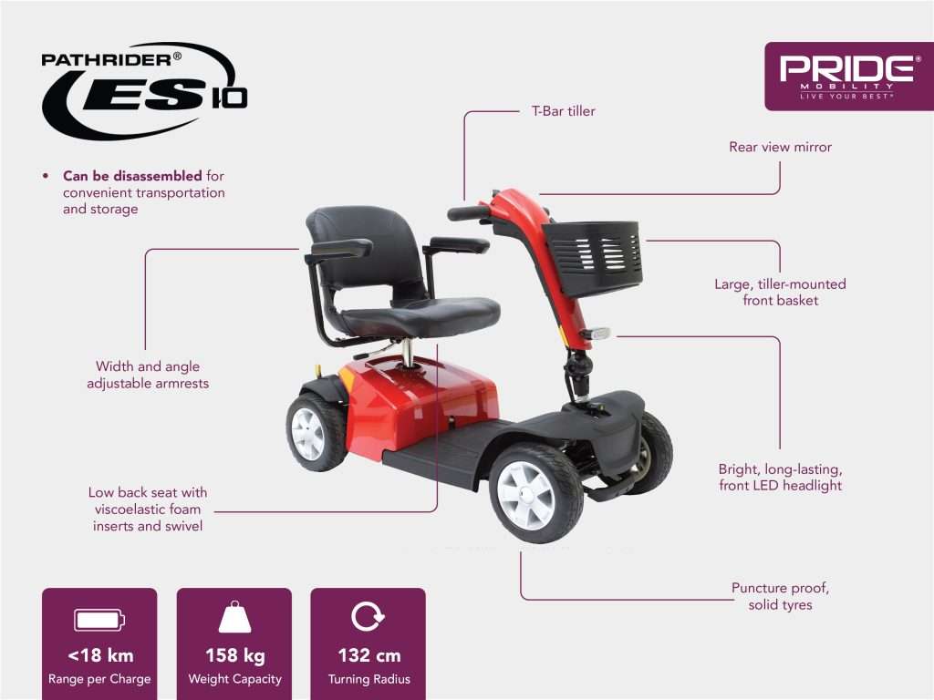 Pride Mobility Pathrider ES10 Mobility Scooter Info Sheet