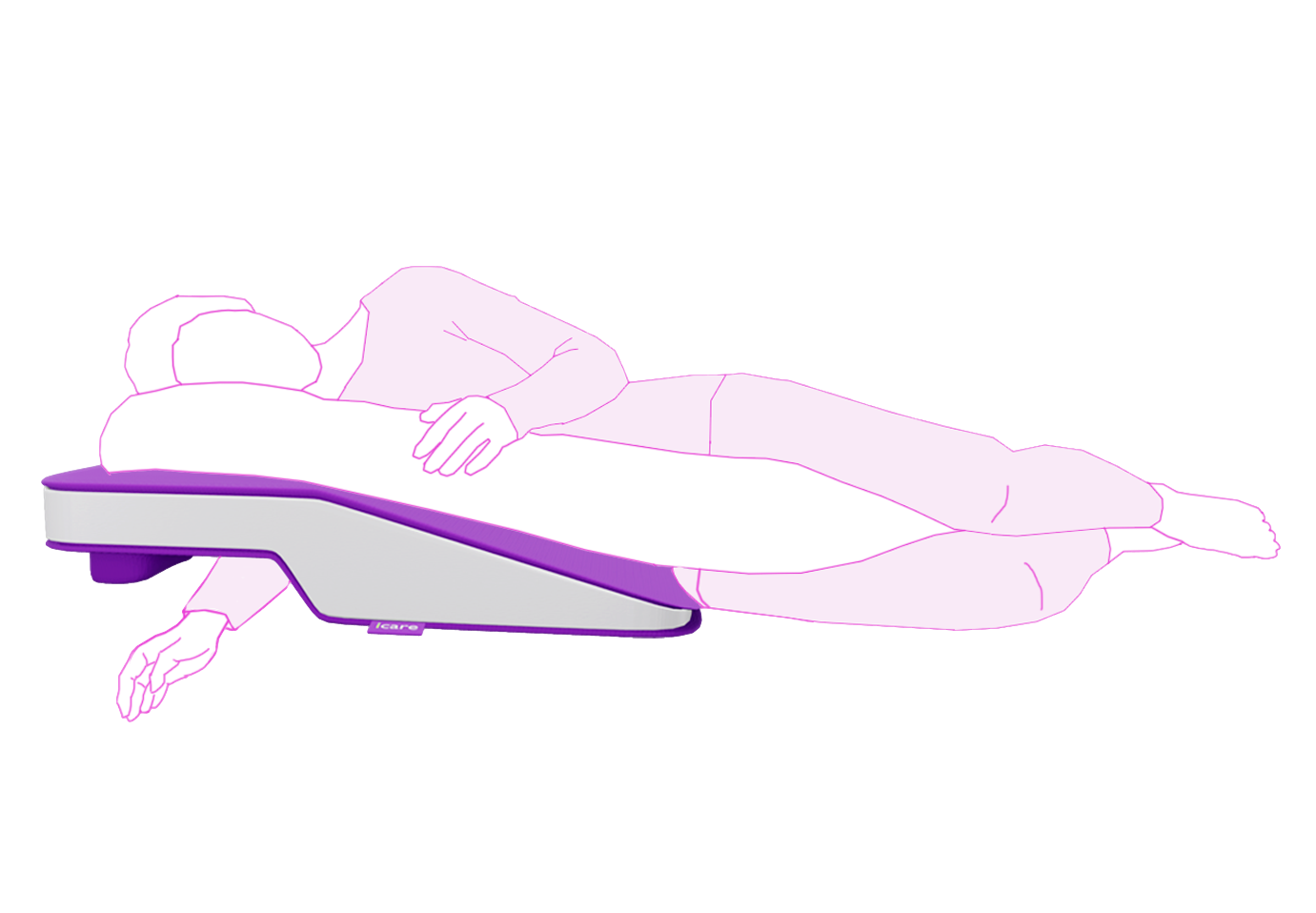 Purple icare Supporta Rotator Cuff Recovery Pillow on a white background