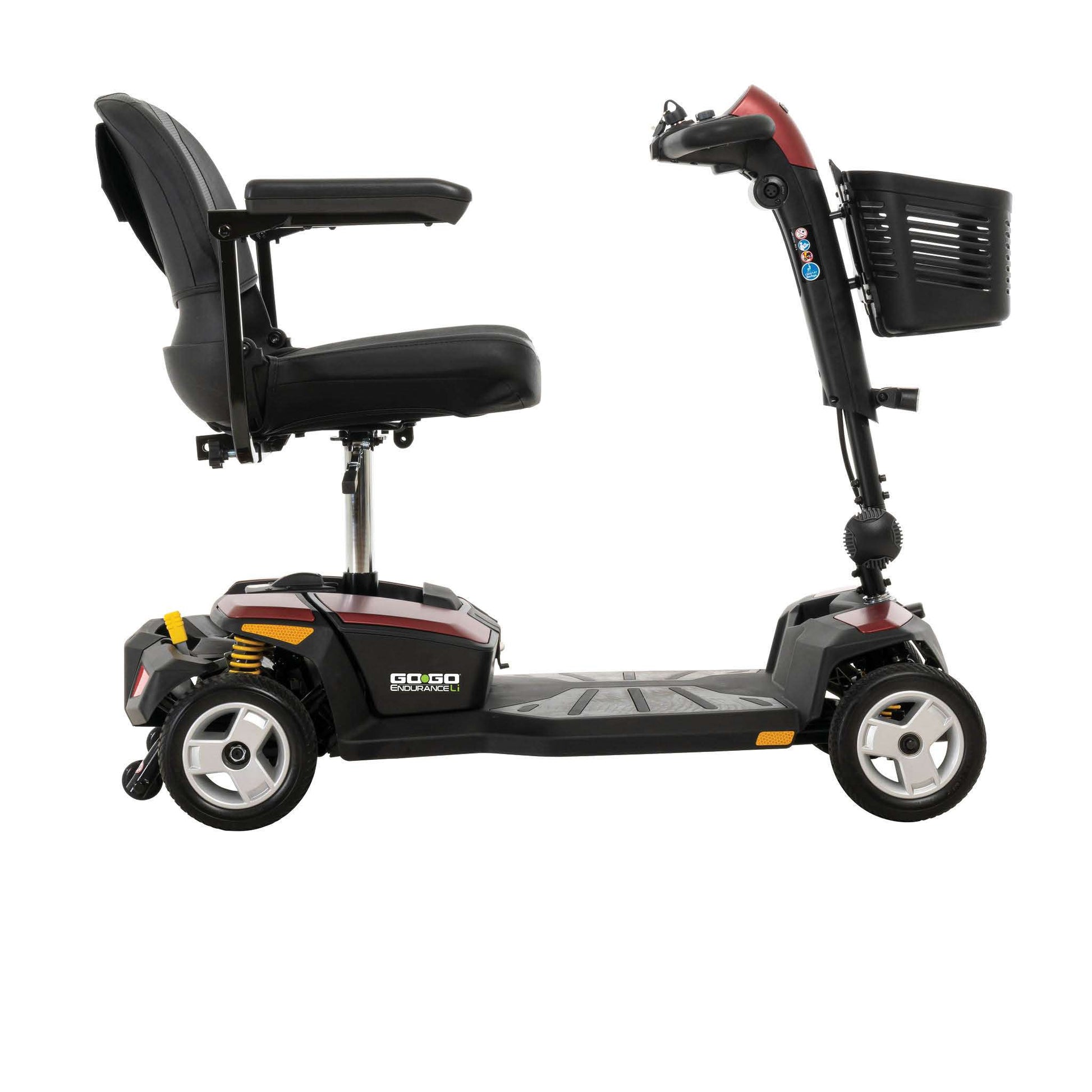 Pride Mobility Go Go Endurance Li Travel Scooter Red Side View