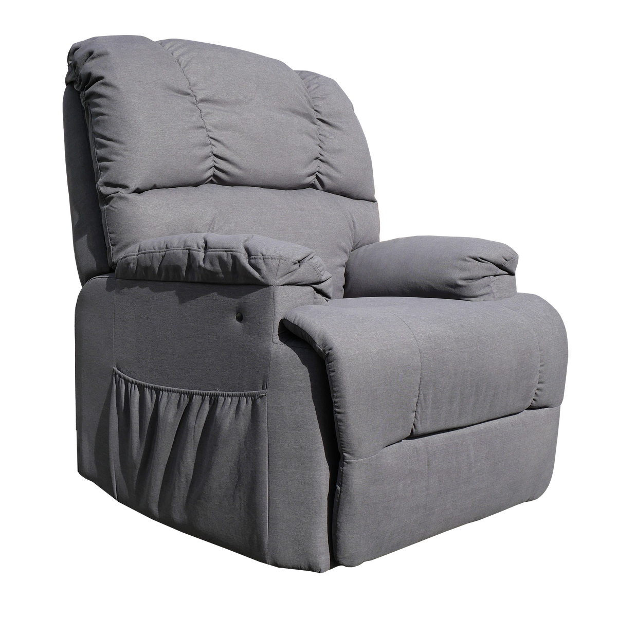 Electric Lift Recliner Chair steel grey front quarter