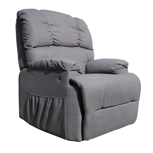Electric Lift Recliner Chair steel grey front quarter