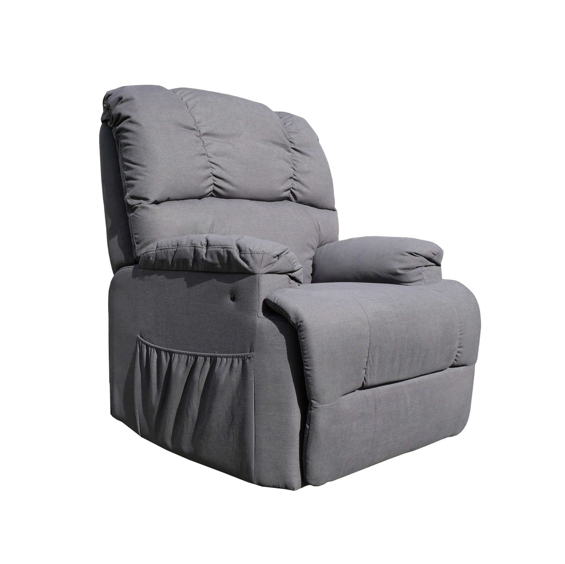Electric Lift Recliner Chair steel grey front quarter