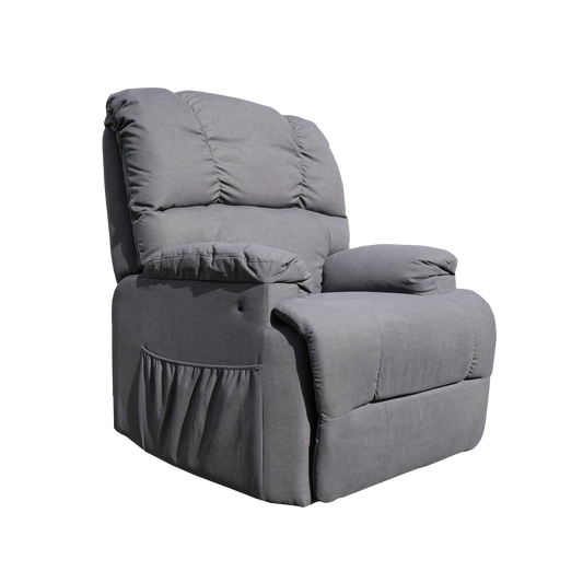 Electric Lift Recliner Chair steel grey front quarter