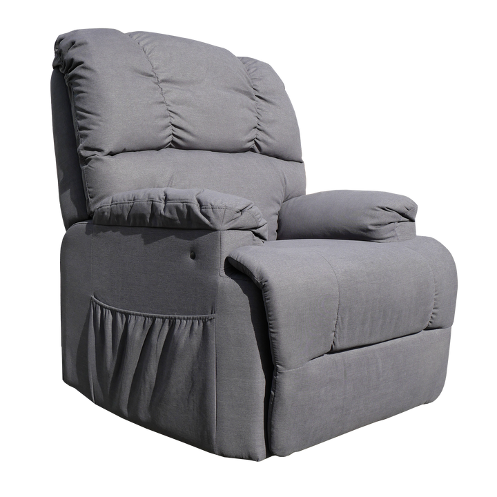 Electric Lift Recliner Chair steel grey front quarter
