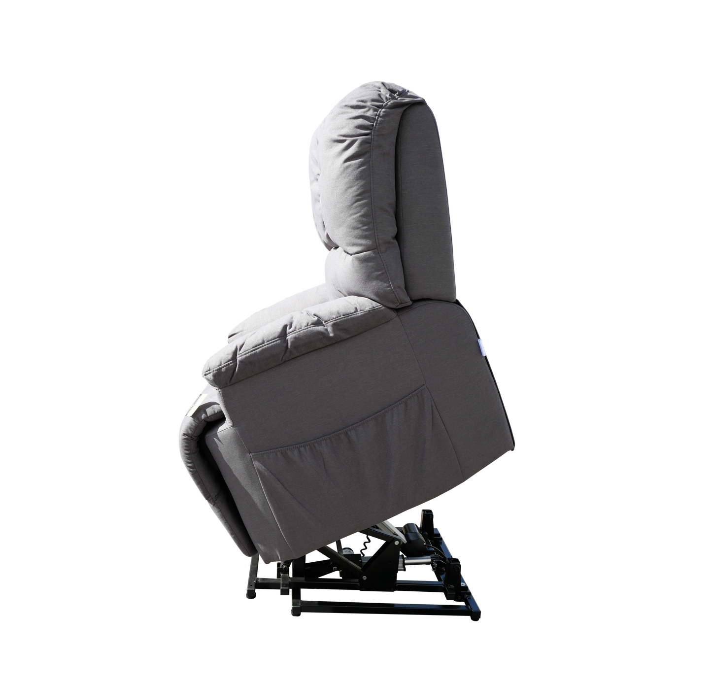 Electric Lift Recliner Chair steel grey side lifted