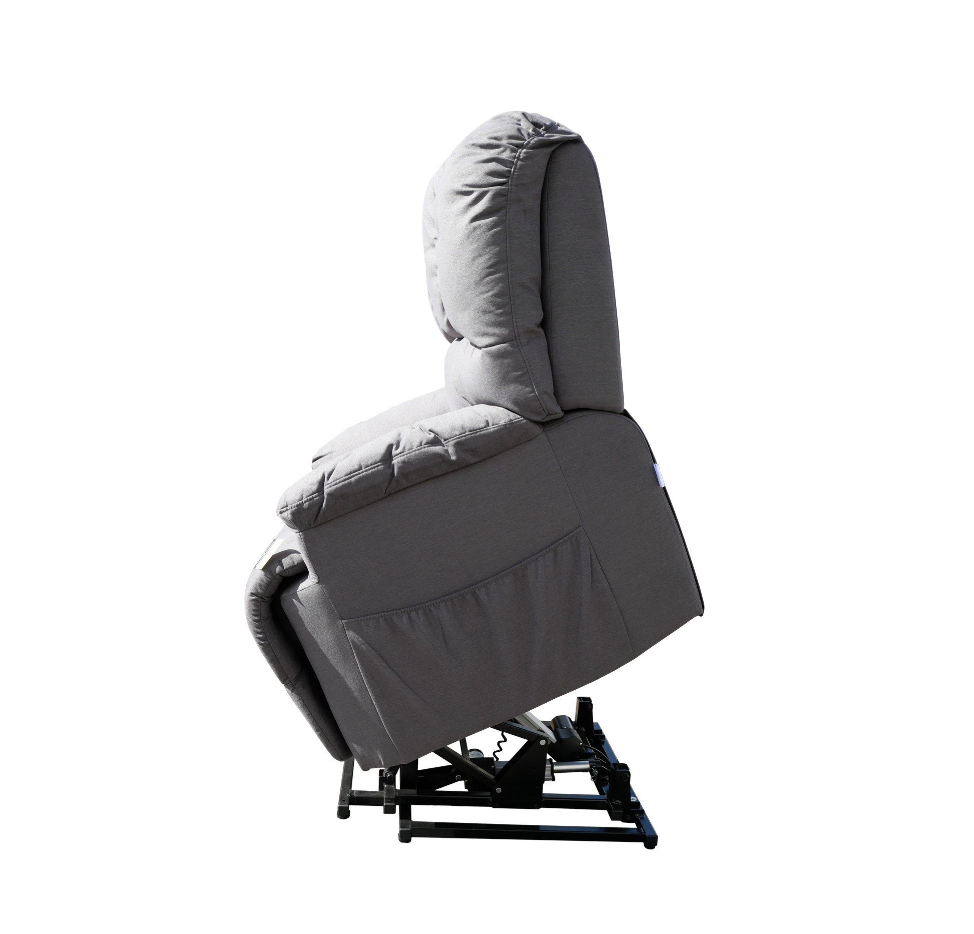 Electric Lift Recliner Chair steel grey side lifted