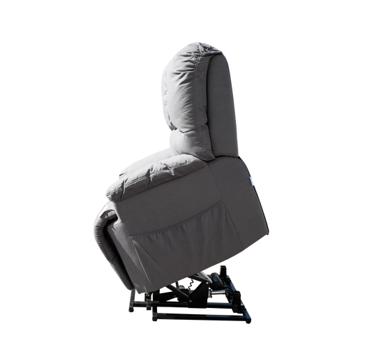 Electric Lift Recliner Chair steel grey side lifted