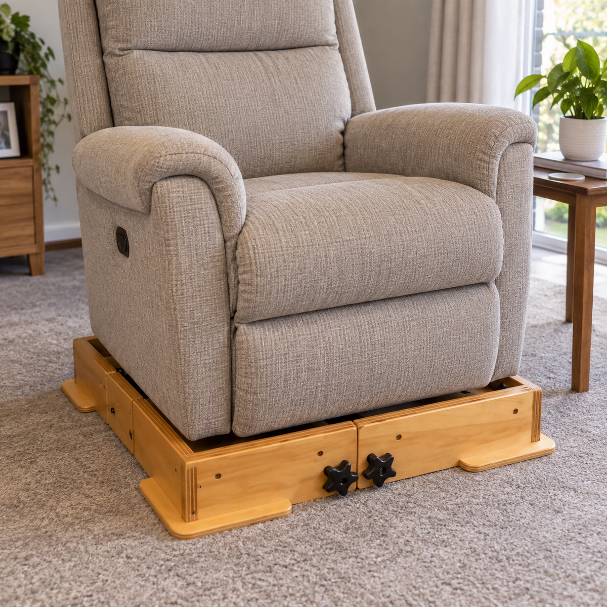 Tas-Tech Adjustable Chair Platform with recliner on it