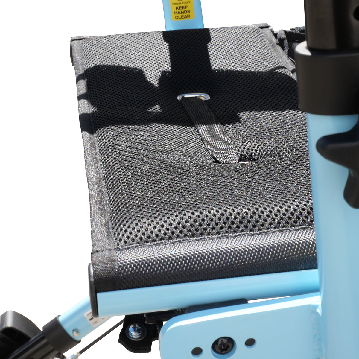  ice blue Goldfern X-FOLD Rollator walker  close up of seat