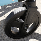  ice blue Goldfern X-FOLD Rollator walker  close up of wheel