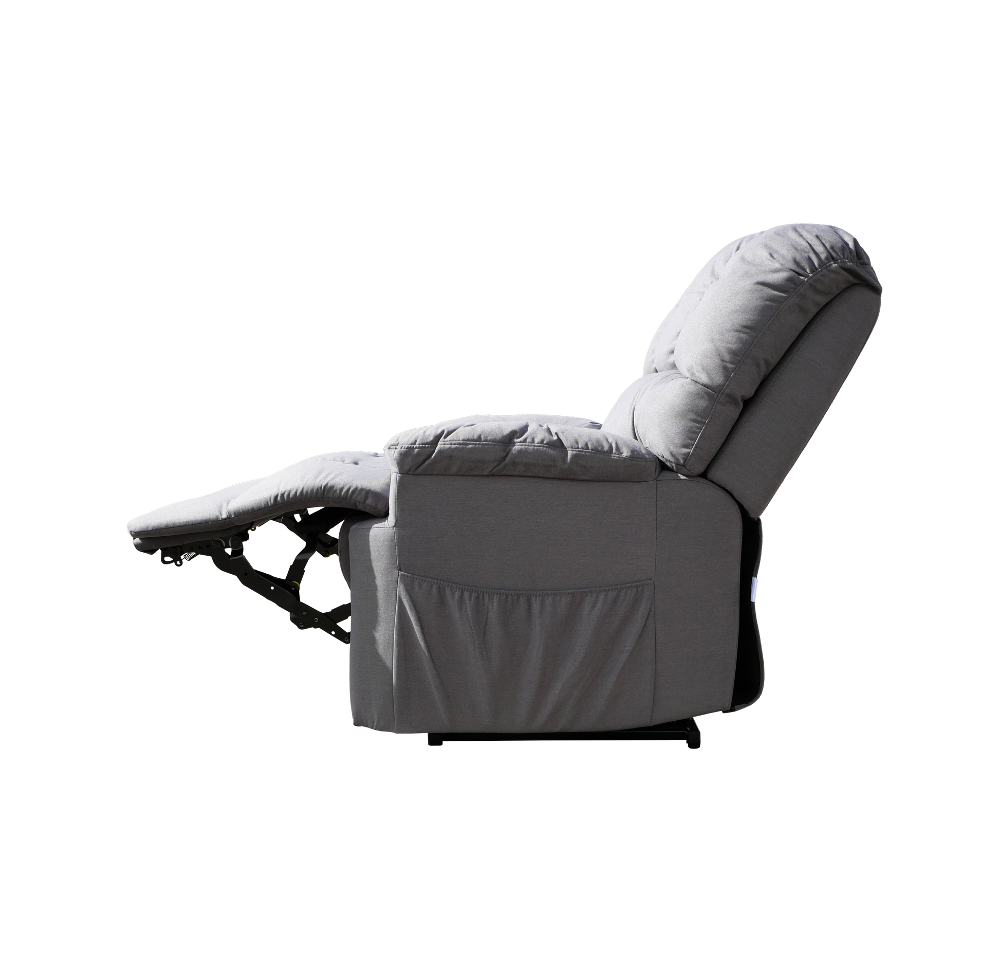 Goldfern Zero Gravity Electric Lift Recliner Steel Grey Reclined Side View