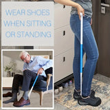 Long Handle Shoe Horn and Dressing Aid being used