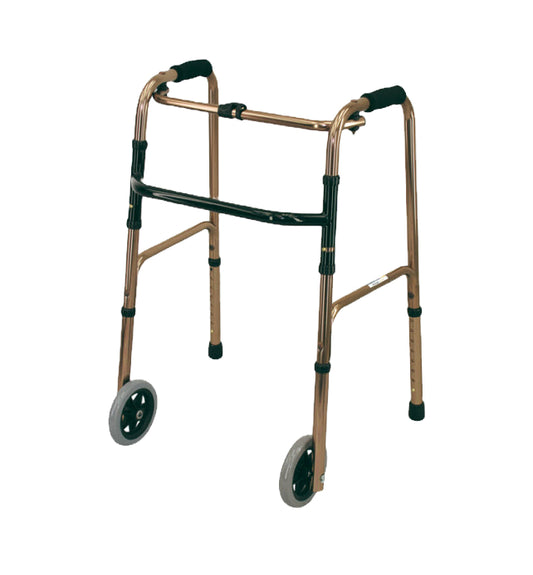 Deluxe Folding Walking Frame with Front Wheels, Rear Stops image 0