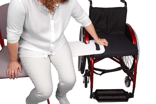 Transfer Board Rolko Easy TRANSFER  with wheelchair and user
