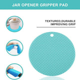 Goldfern GripMate Jar and Bottle Opener gripper pad with text on a teal background