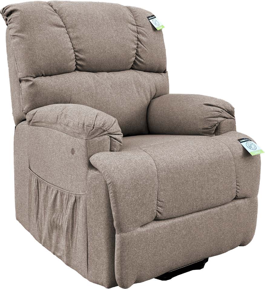 Electric Lift Recliner Chair sandstone front quarter