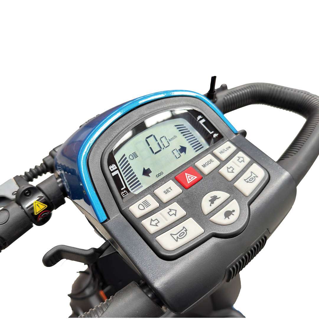 Pride Mobility Outback Mobility Scooter instrument cluster close up