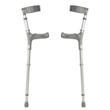 Pair of gray crutches on a white background