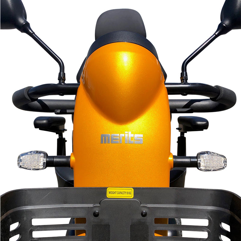 Merits Roadster Mobility Scooter tiller and basket front