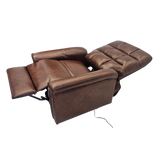 Prestige Electric Reclining Lift Chair - Brown PU fully reclined flat side
