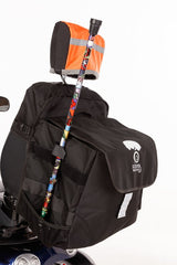 Headrest Cover orange on scooter with backpack
