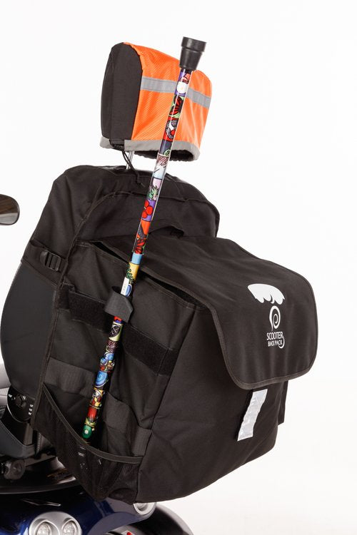 Headrest Cover orange on scooter with backpack