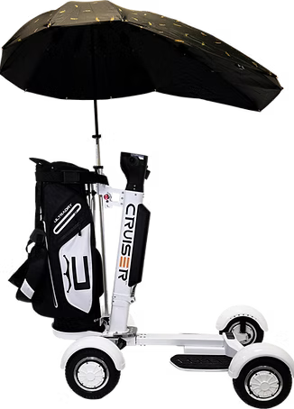 Cruiser VL2000 Golf Cart with clubs and umbrella