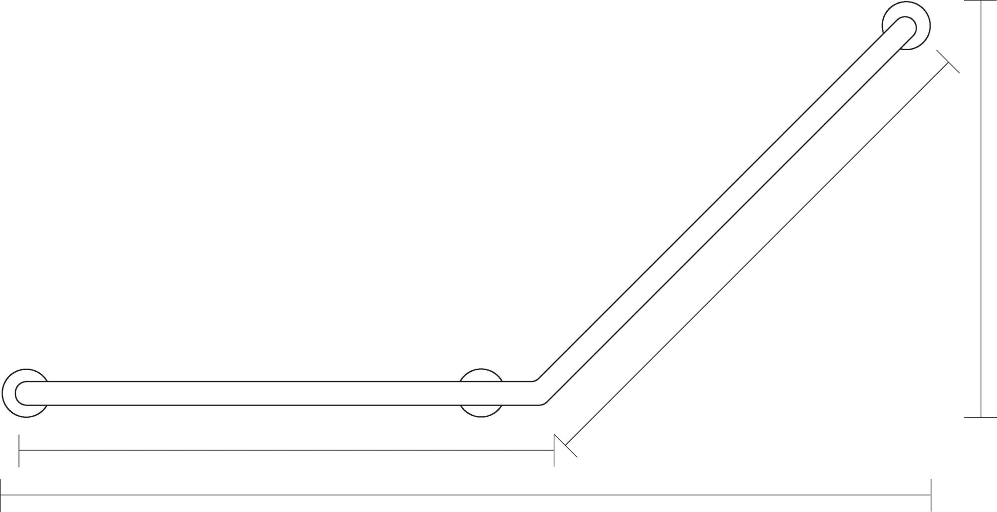 45° Angled Grab Rail dimensions