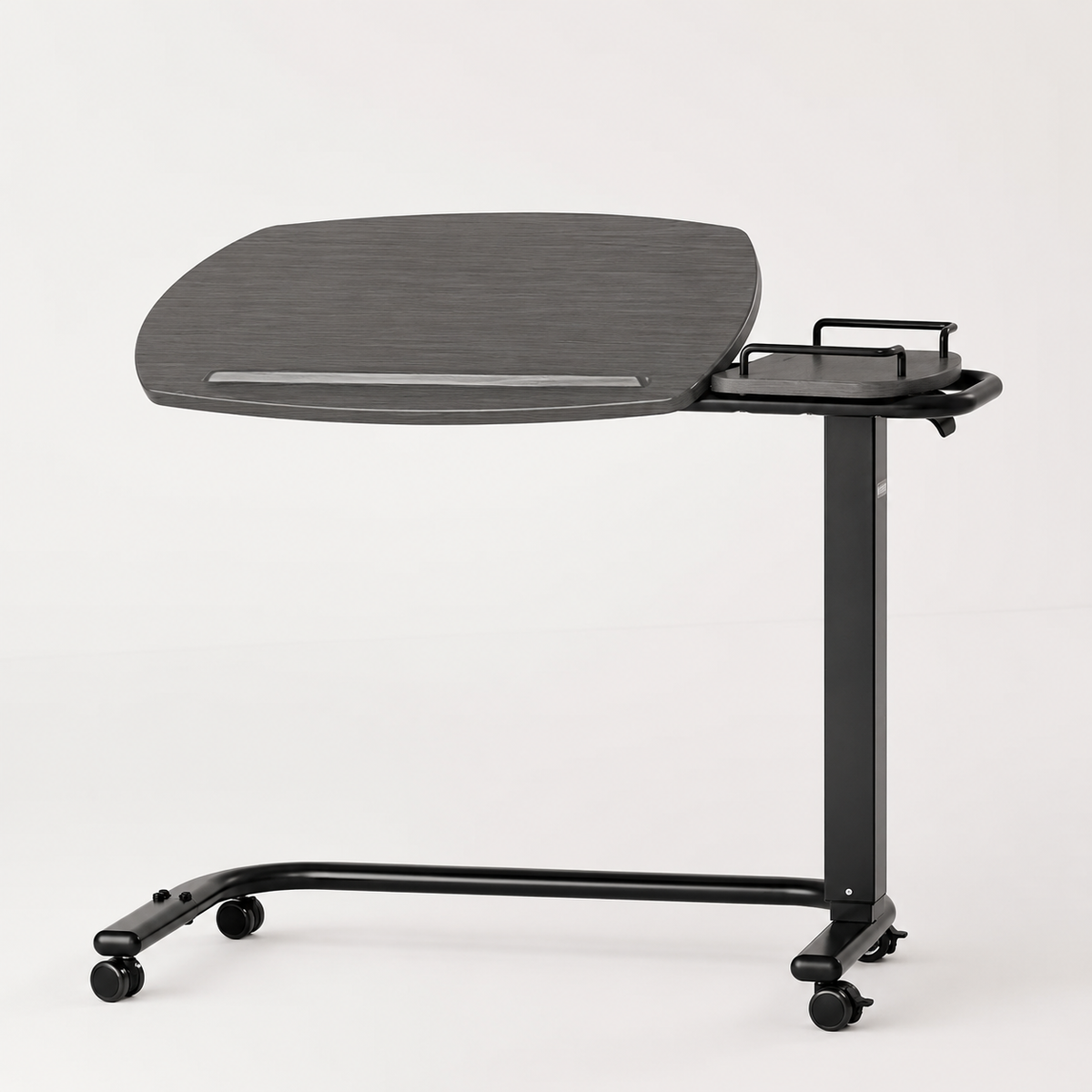 iCare C Shape Base Over Bed Table in Charcoal with tilting top