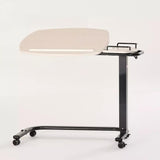 iCare Extra Wide Over Bed Table in White Ash with extended tabletop and C-shaped base
