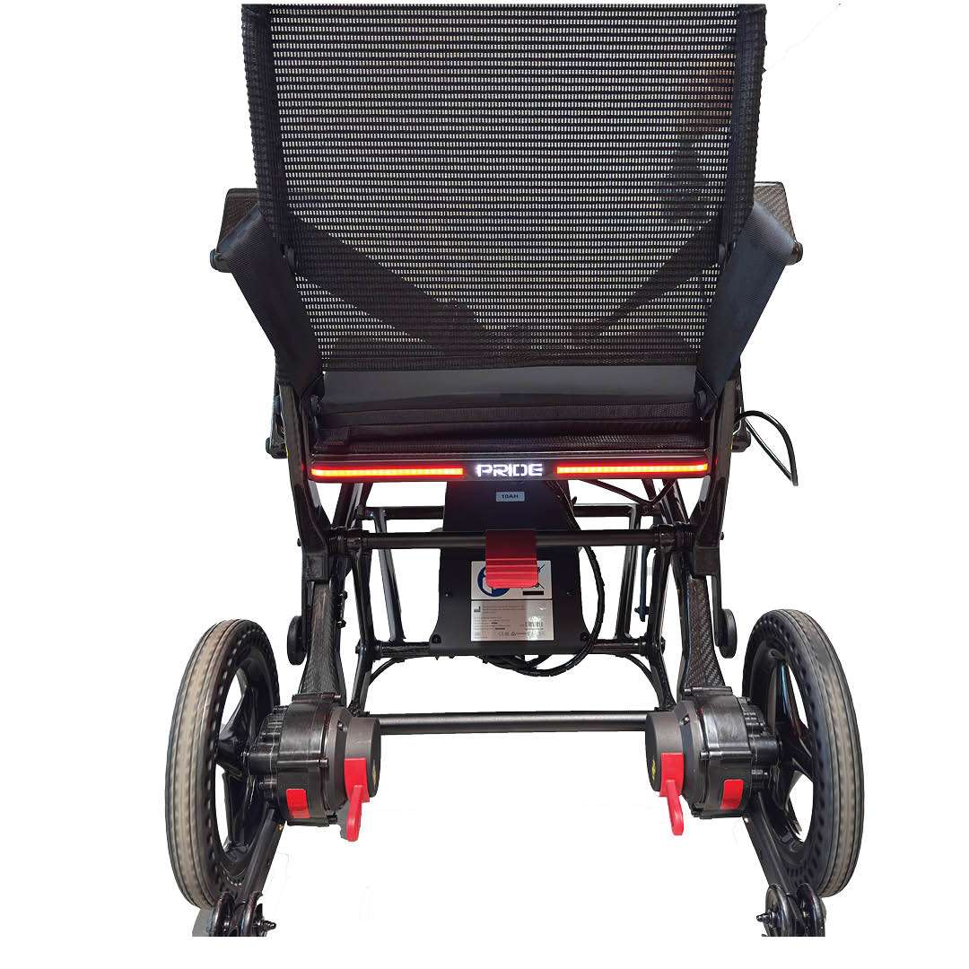 Pride Mobility Jazzy Carbon Ultra Light Powered Wheelchair Rear view and lights