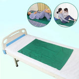 Patient Transfer Slide Sheet on a hospital bed with insets showing people using it.