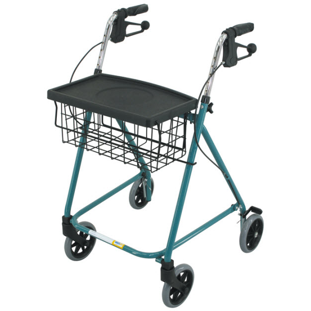 Folding walking frame with 6" wheels and handbrakes