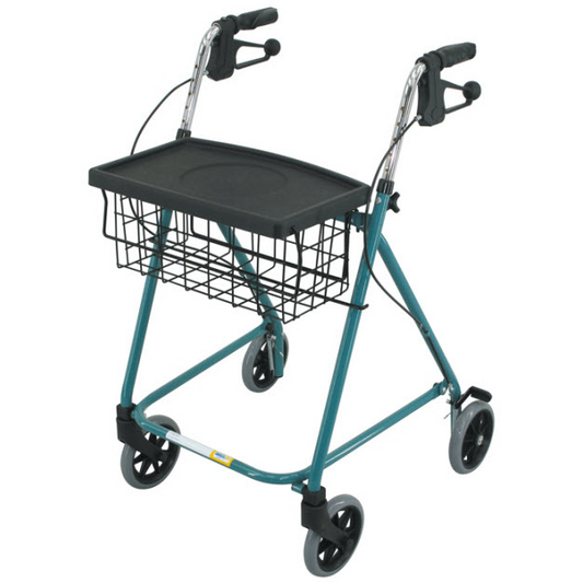 Folding walking frame with 6" wheels and handbrakes