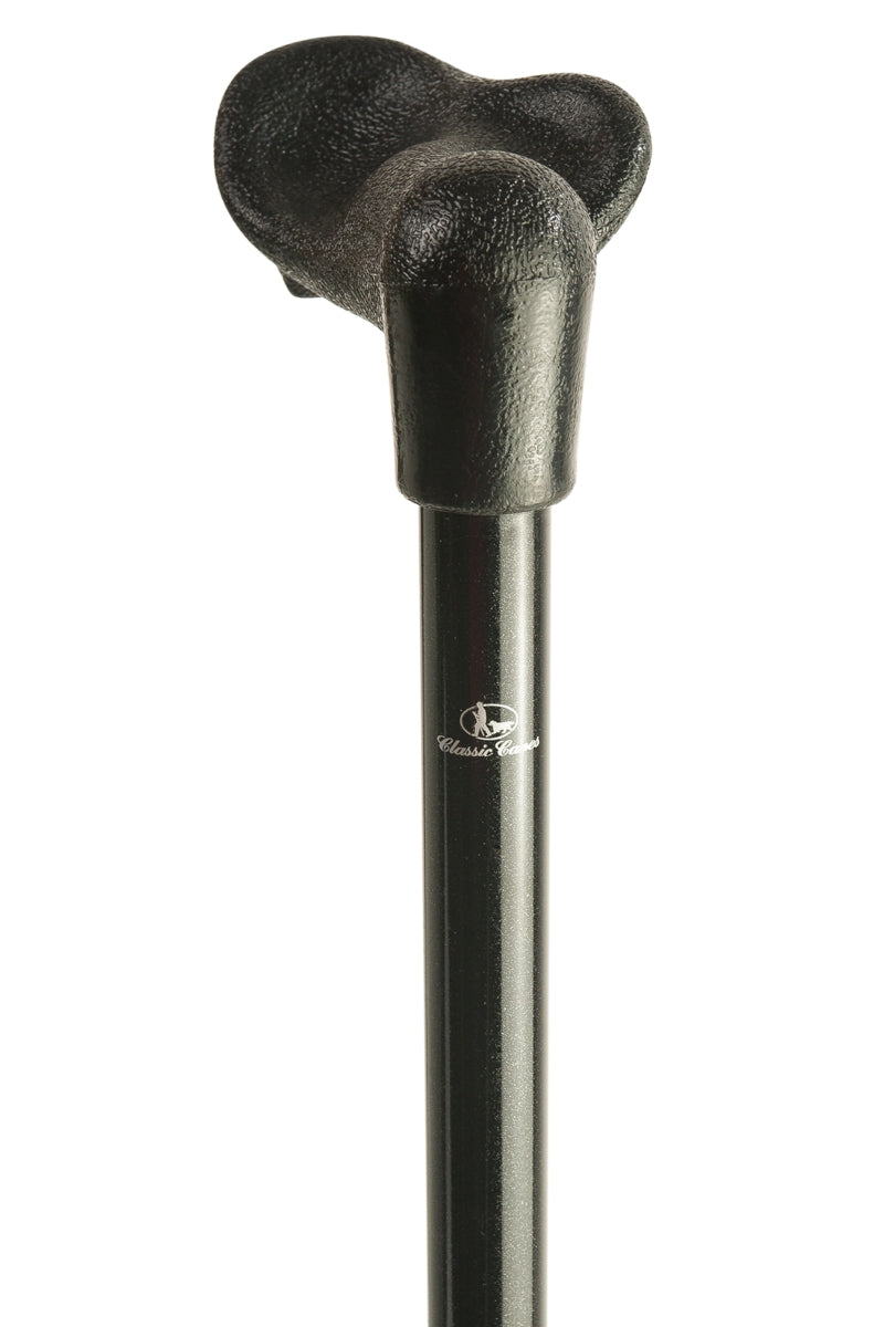 A close-up of a black Strider Adjustable Fischer Support Stick, set against a plain white background.