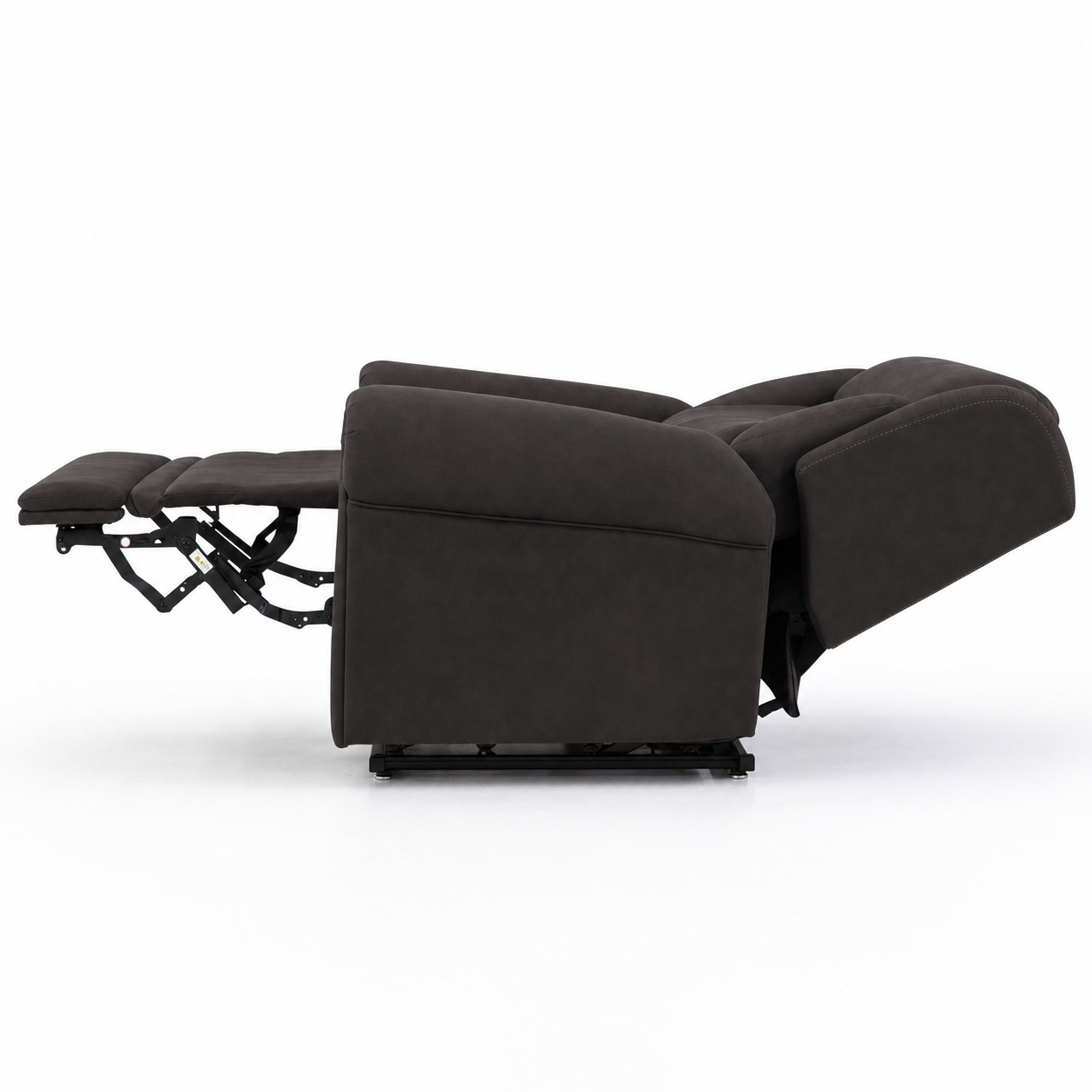 Theorem Aroki Power Lift Recliner Chair Side View with leg rest up and back rest down LH 