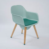 Spryly Poise commode chair in Sage with wooden legs